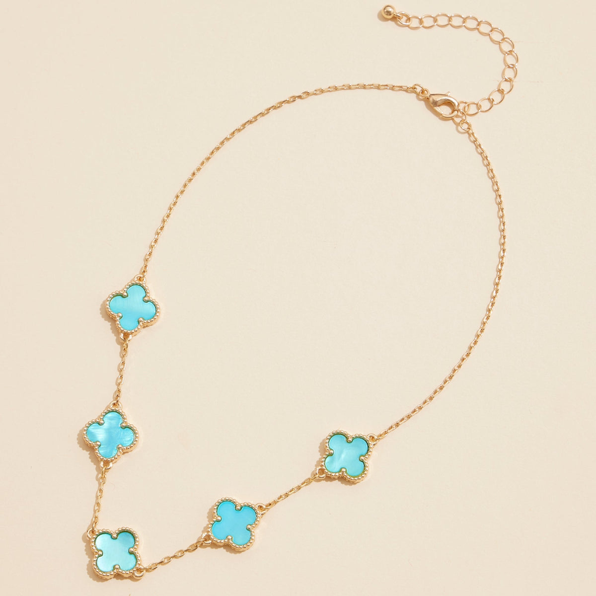 Multi Clover Charm Necklace with Gold Chain