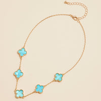 Multi Clover Charm Necklace with Gold Chain
