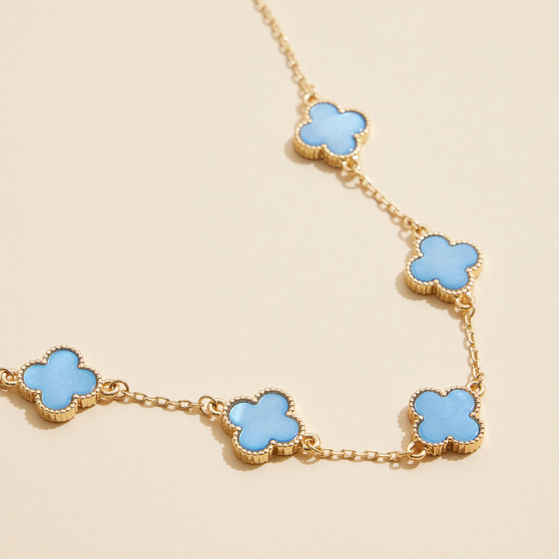 Shell Inlay Charm Pendant on Gold Chain