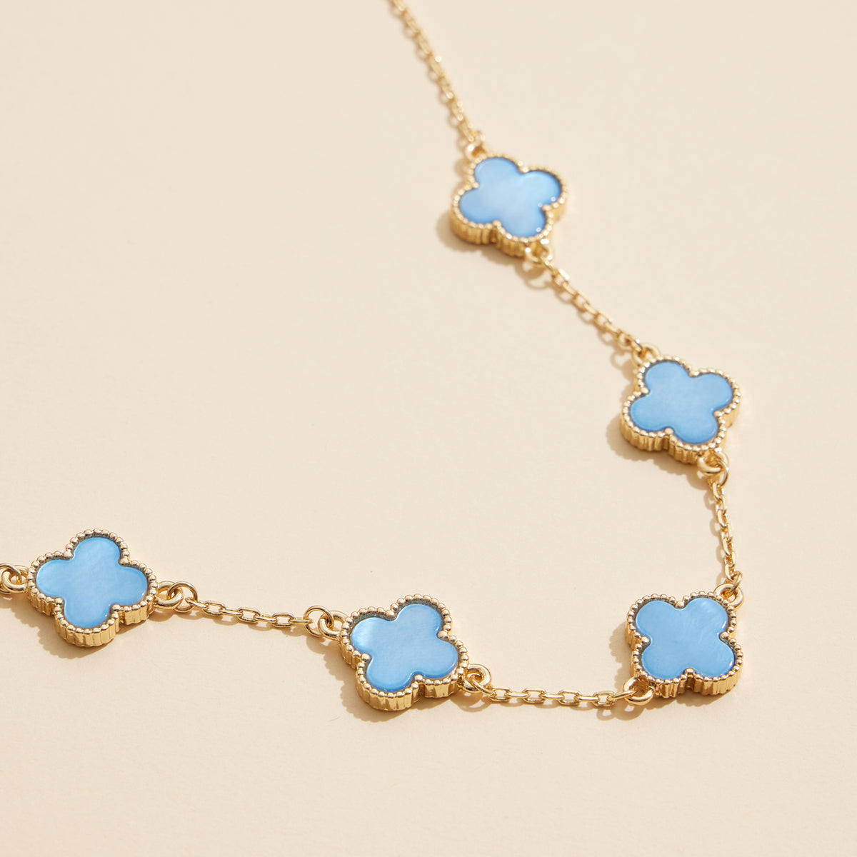 Multi Clover Charm Necklace with Gold Chain