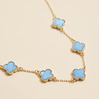Multi Clover Charm Necklace with Gold Chain
