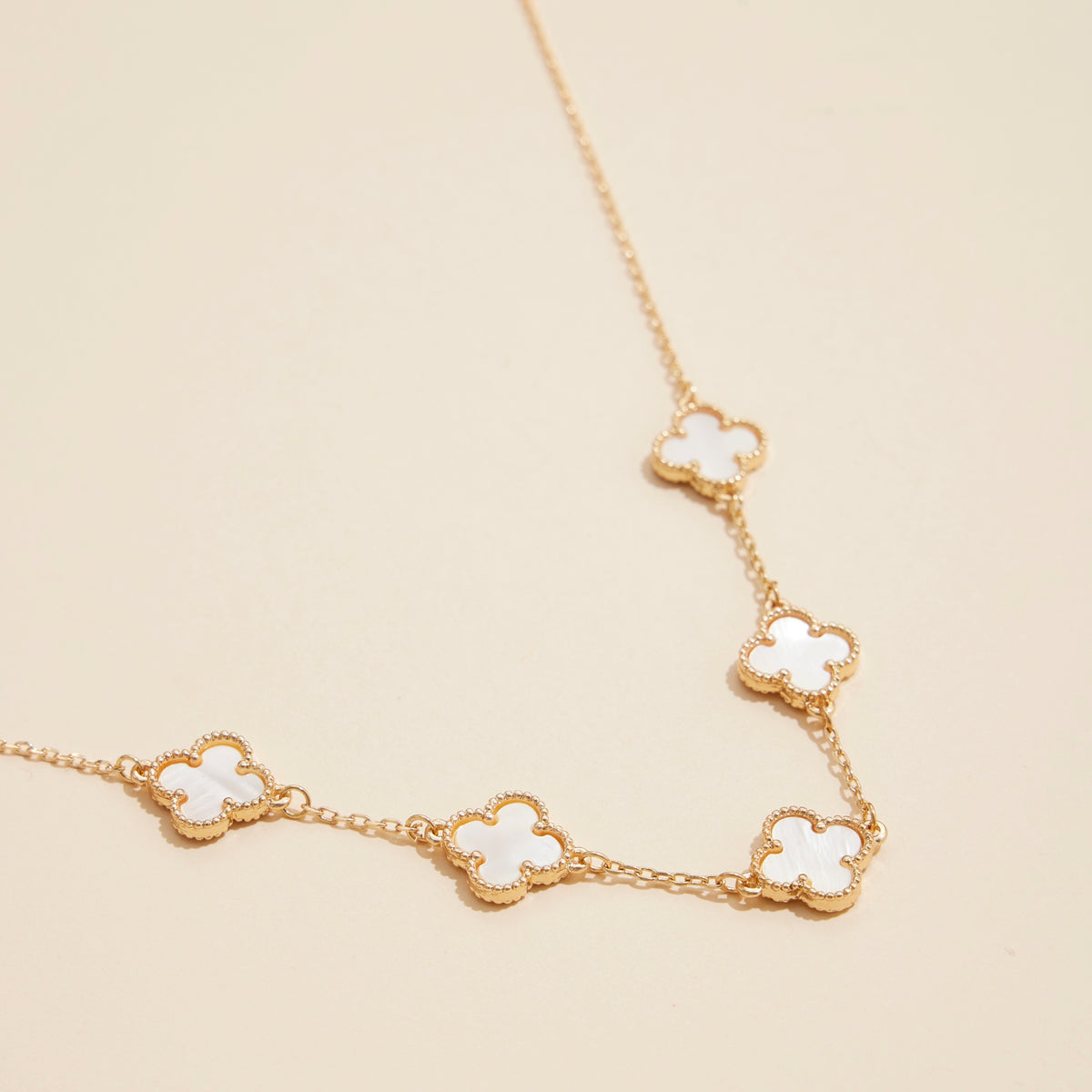 Shell Inlay Charm Pendant on Gold Chain