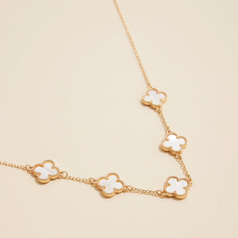 Shell Inlay Charm Pendant on Gold Chain