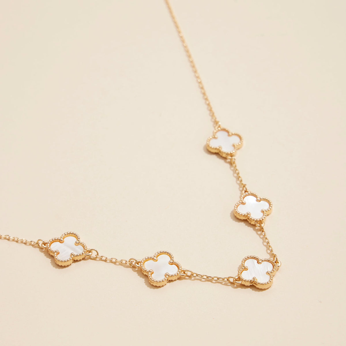 Multi Clover Charm Necklace with Gold Chain