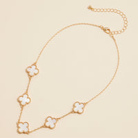 Shell Inlay Charm Pendant on Gold Chain