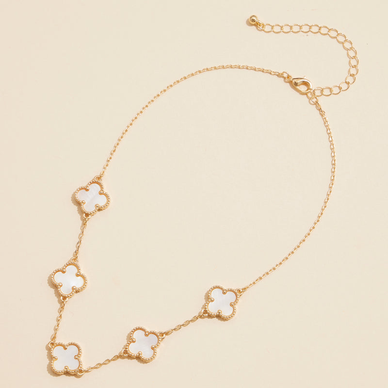 Shell Inlay Charm Pendant on Gold Chain
