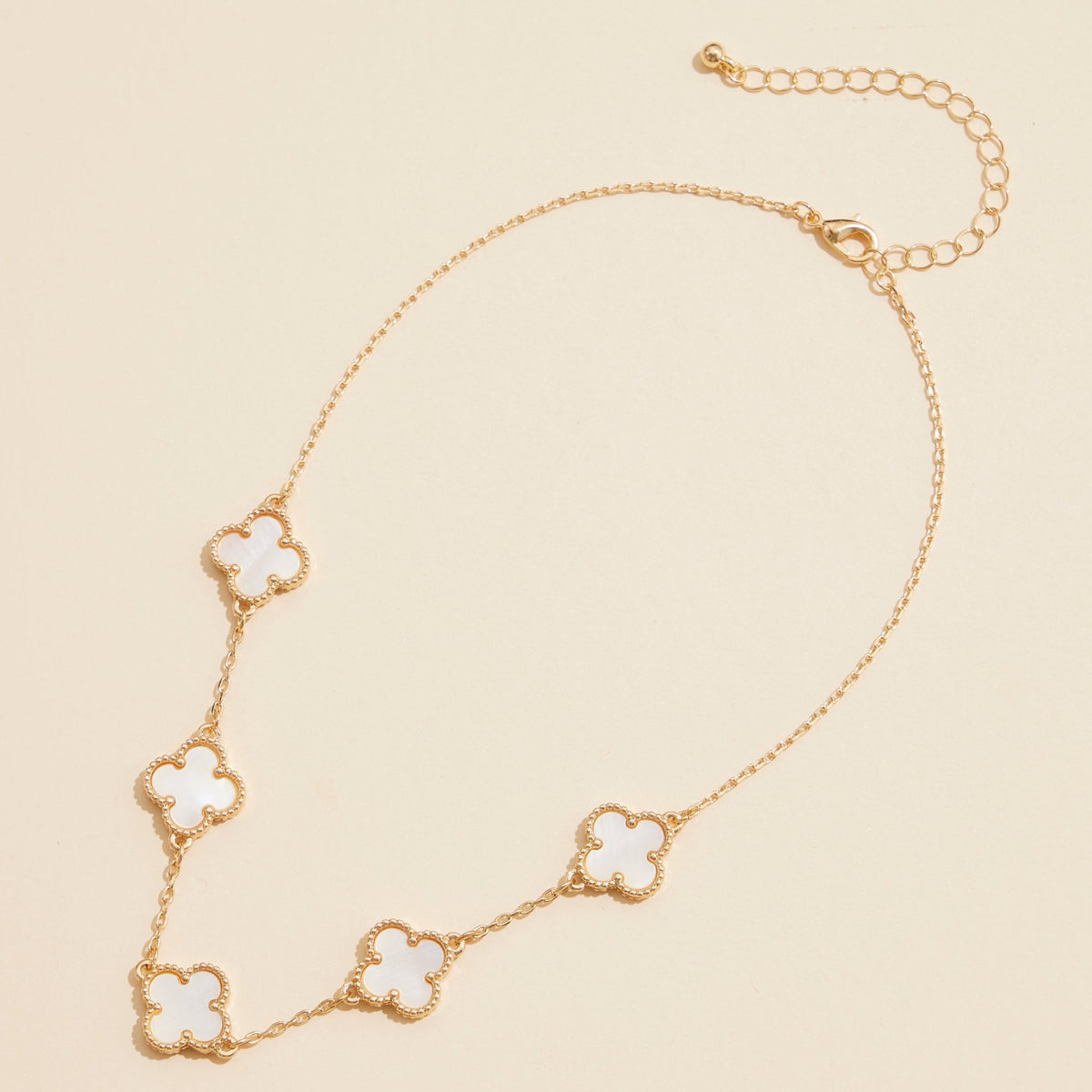 Multi Clover Charm Necklace with Gold Chain