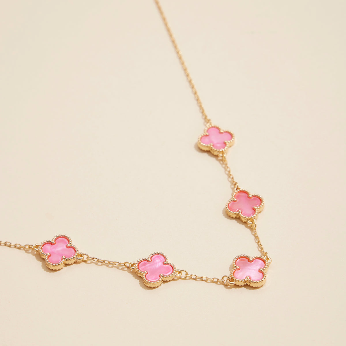 Shell Inlay Charm Pendant on Gold Chain