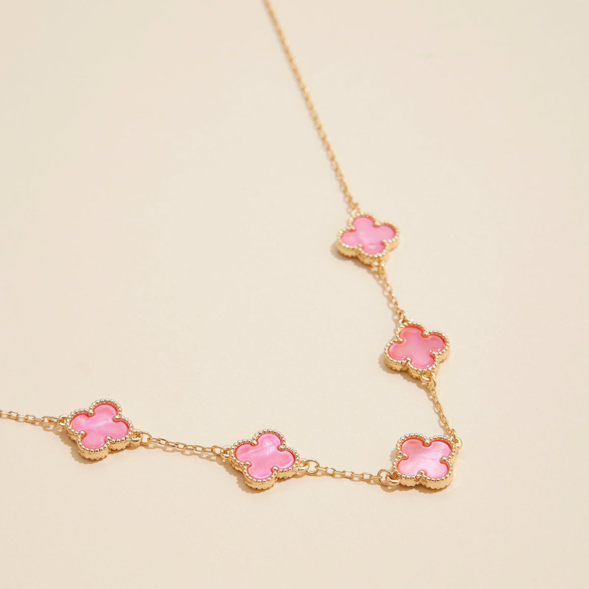 Multi Clover Charm Necklace with Gold Chain