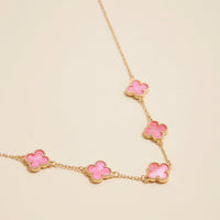 Multi Clover Charm Necklace with Gold Chain