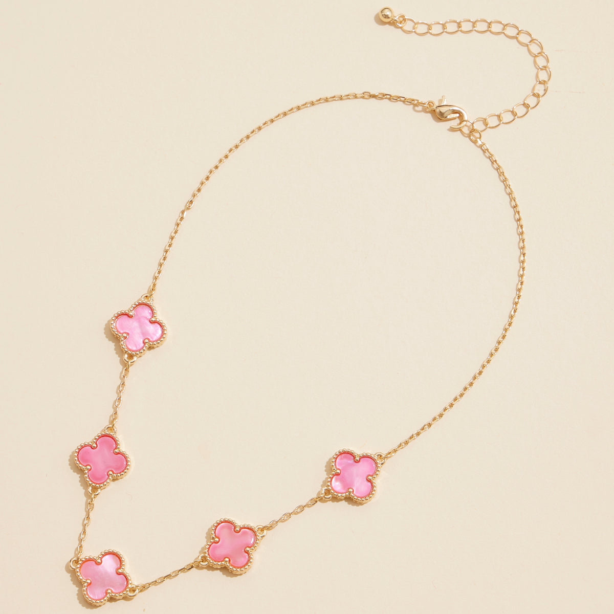 Shell Inlay Charm Pendant on Gold Chain
