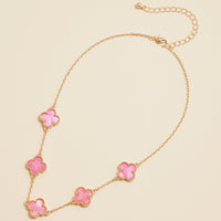 Shell Inlay Charm Pendant on Gold Chain