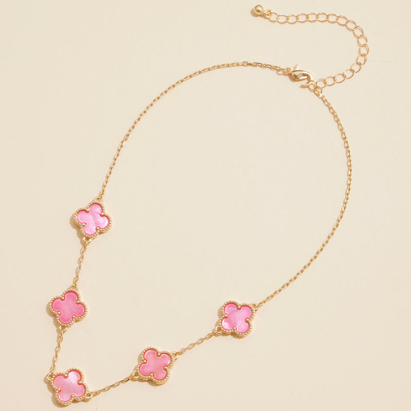Shell Inlay Charm Pendant on Gold Chain