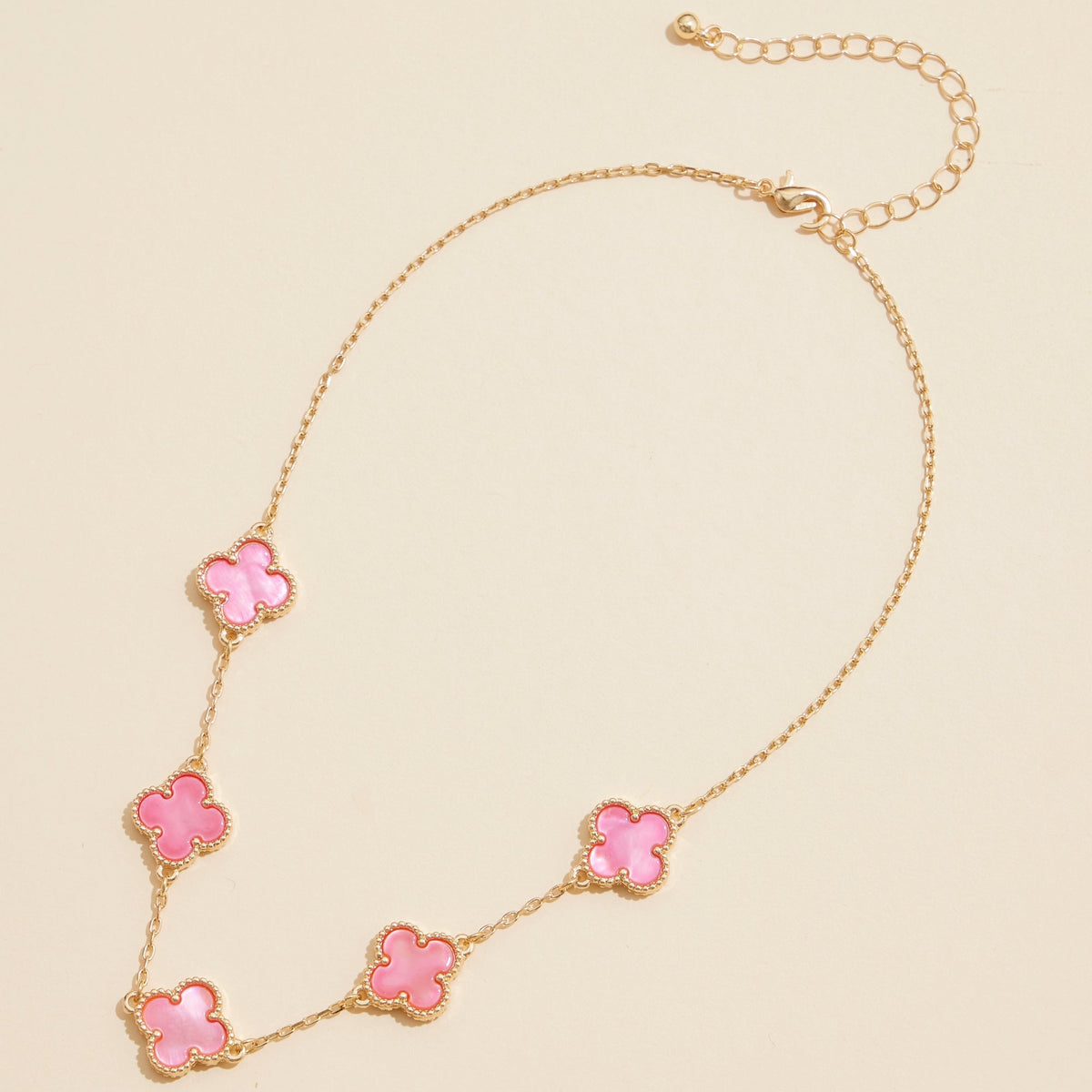 Multi Clover Charm Necklace with Gold Chain