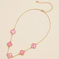 Multi Clover Charm Necklace with Gold Chain
