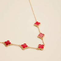 Multi Clover Charm Necklace with Gold Chain