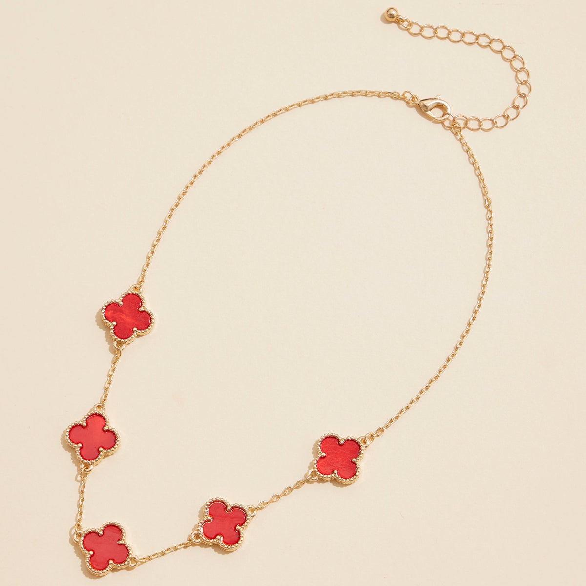 Multi Clover Charm Necklace with Gold Chain