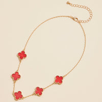 Multi Clover Charm Necklace with Gold Chain