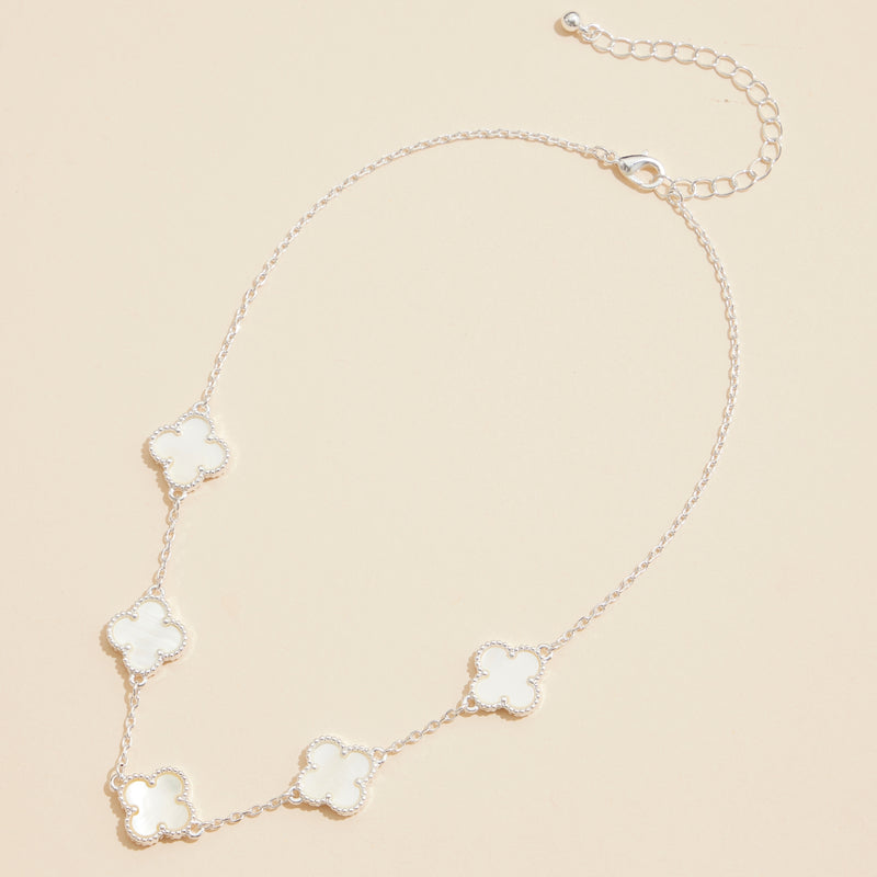 Shell Inlay Charm Pendant on Gold Chain