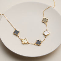 Shell Inlay Charm Pendant on Gold Chain