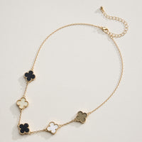 Multi Clover Charm Necklace with Gold Chain