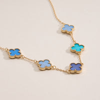 Shell Inlay Charm Pendant on Gold Chain