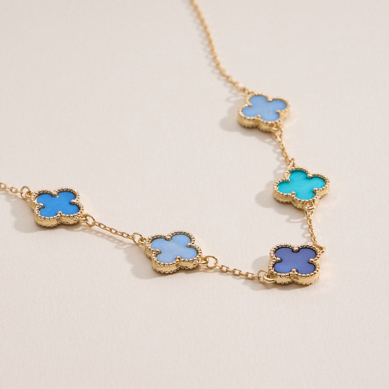 Shell Inlay Charm Pendant on Gold Chain