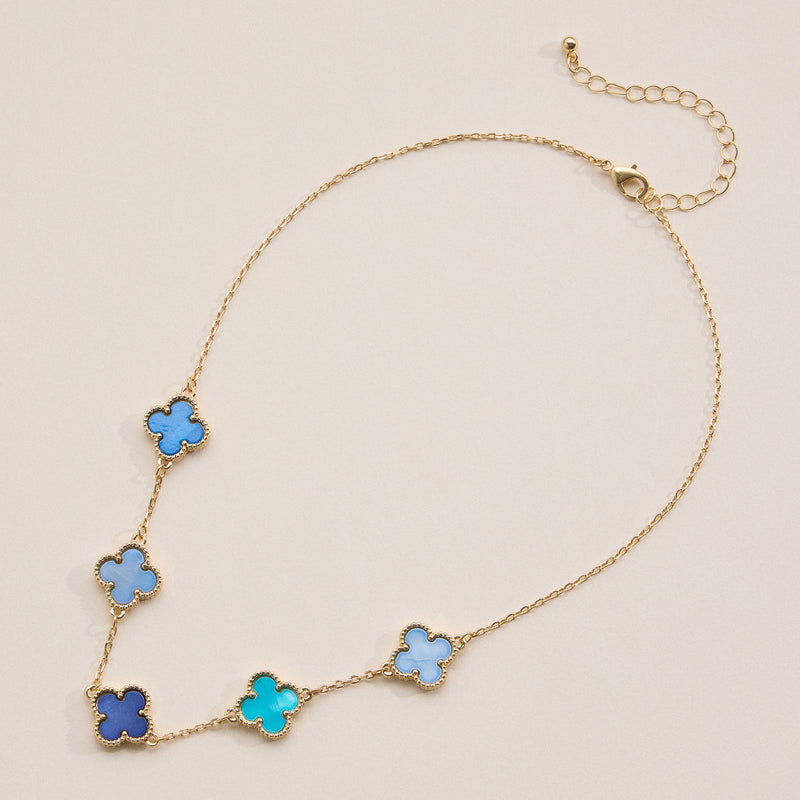 Shell Inlay Charm Pendant on Gold Chain