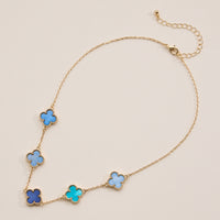 Multi Clover Charm Necklace with Gold Chain