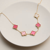 Shell Inlay Charm Pendant on Gold Chain