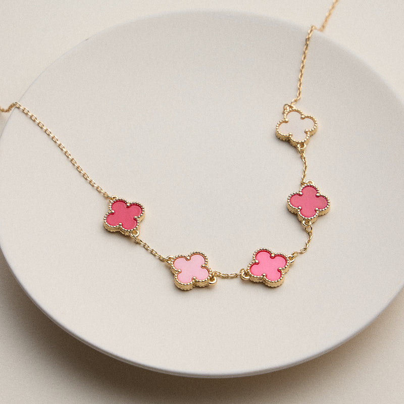 Shell Inlay Charm Pendant on Gold Chain