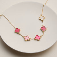 Multi Clover Charm Necklace with Gold Chain