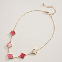 Shell Inlay Charm Pendant on Gold Chain