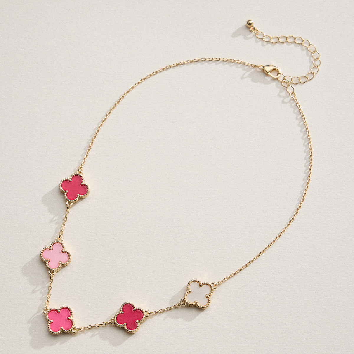 Multi Clover Charm Necklace with Gold Chain