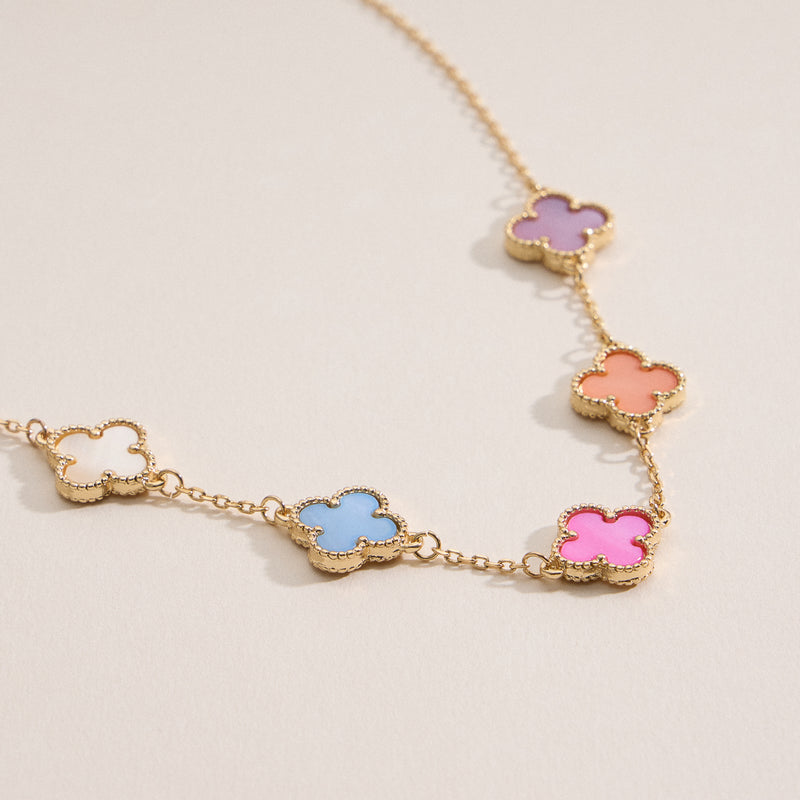 Shell Inlay Charm Pendant on Gold Chain
