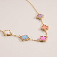 Multi Clover Charm Necklace with Gold Chain