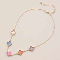 Shell Inlay Charm Pendant on Gold Chain