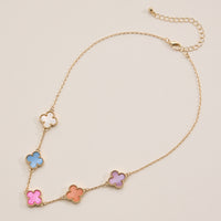 Multi Clover Charm Necklace with Gold Chain