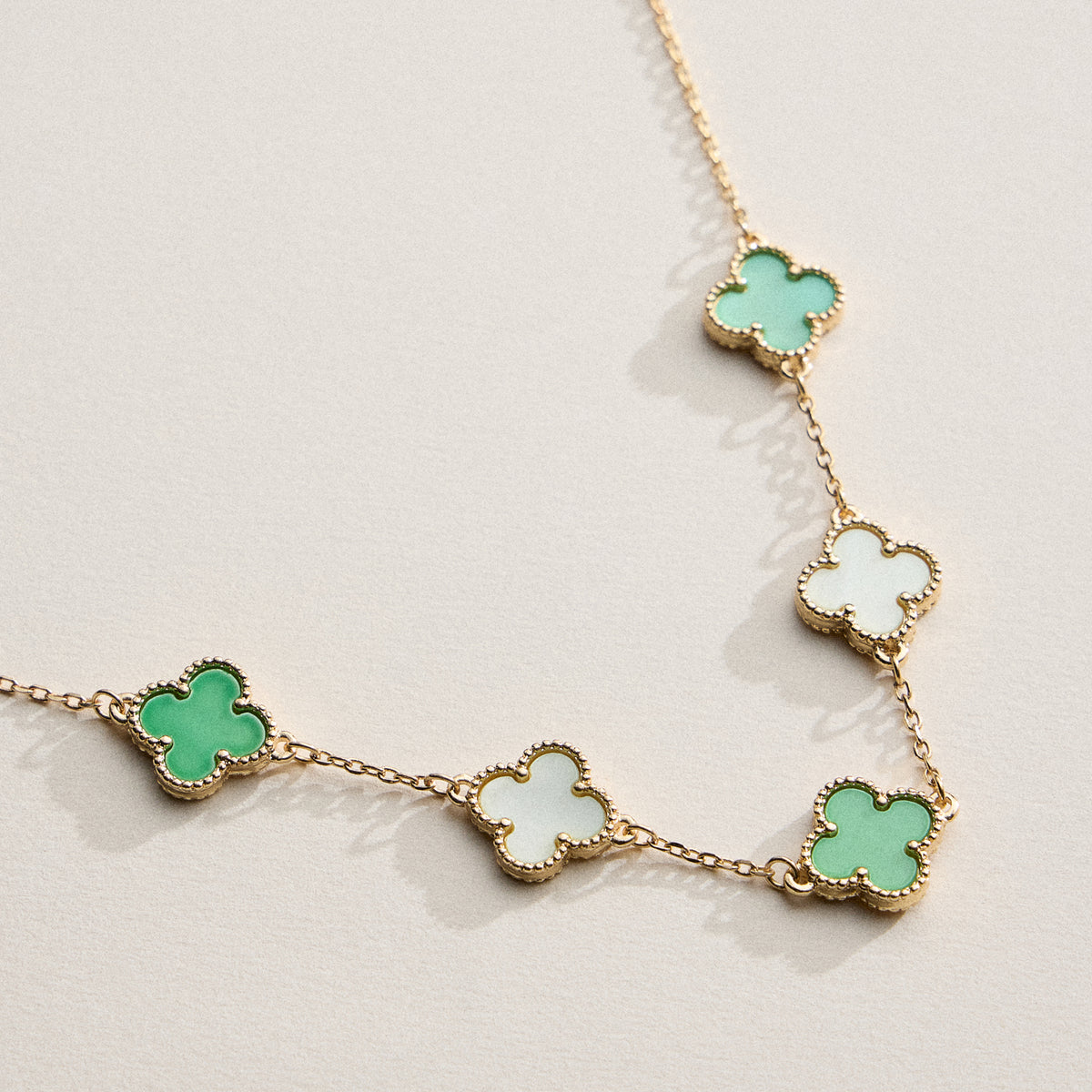 Shell Inlay Charm Pendant on Gold Chain