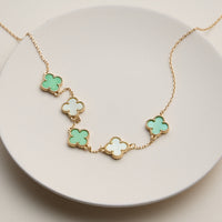 Multi Clover Charm Necklace with Gold Chain