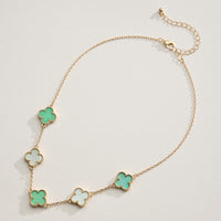 Shell Inlay Charm Pendant on Gold Chain