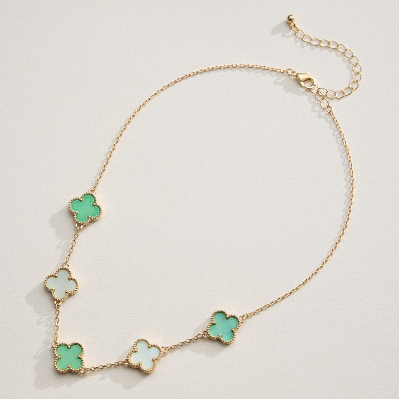 Shell Inlay Charm Pendant on Gold Chain