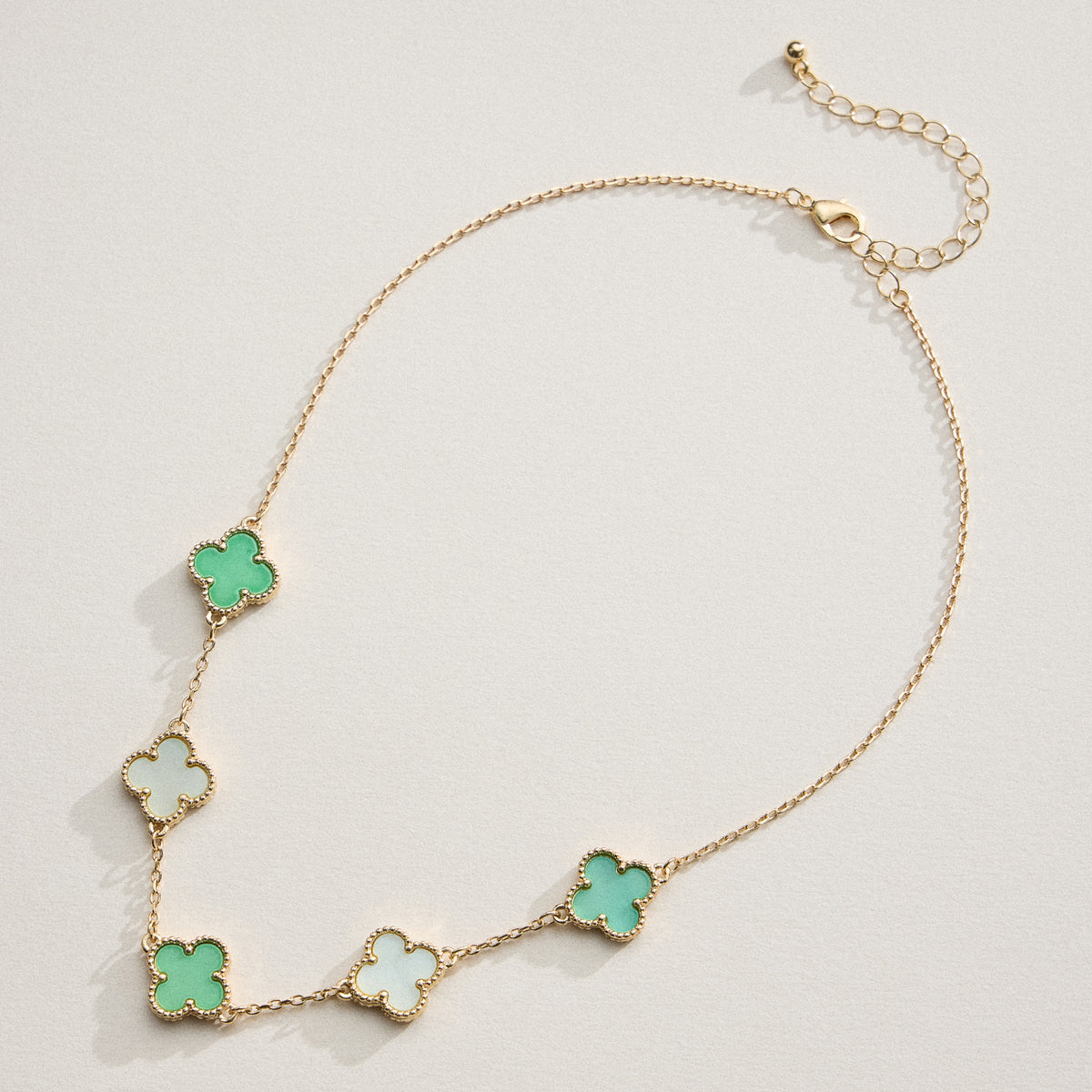 Multi Clover Charm Necklace with Gold Chain