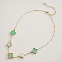 Multi Clover Charm Necklace with Gold Chain