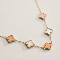 Multi Clover Charm Necklace with Gold Chain