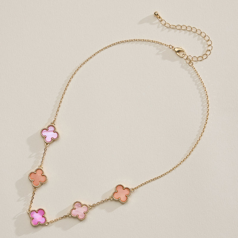 Shell Inlay Charm Pendant on Gold Chain