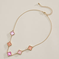 Multi Clover Charm Necklace with Gold Chain