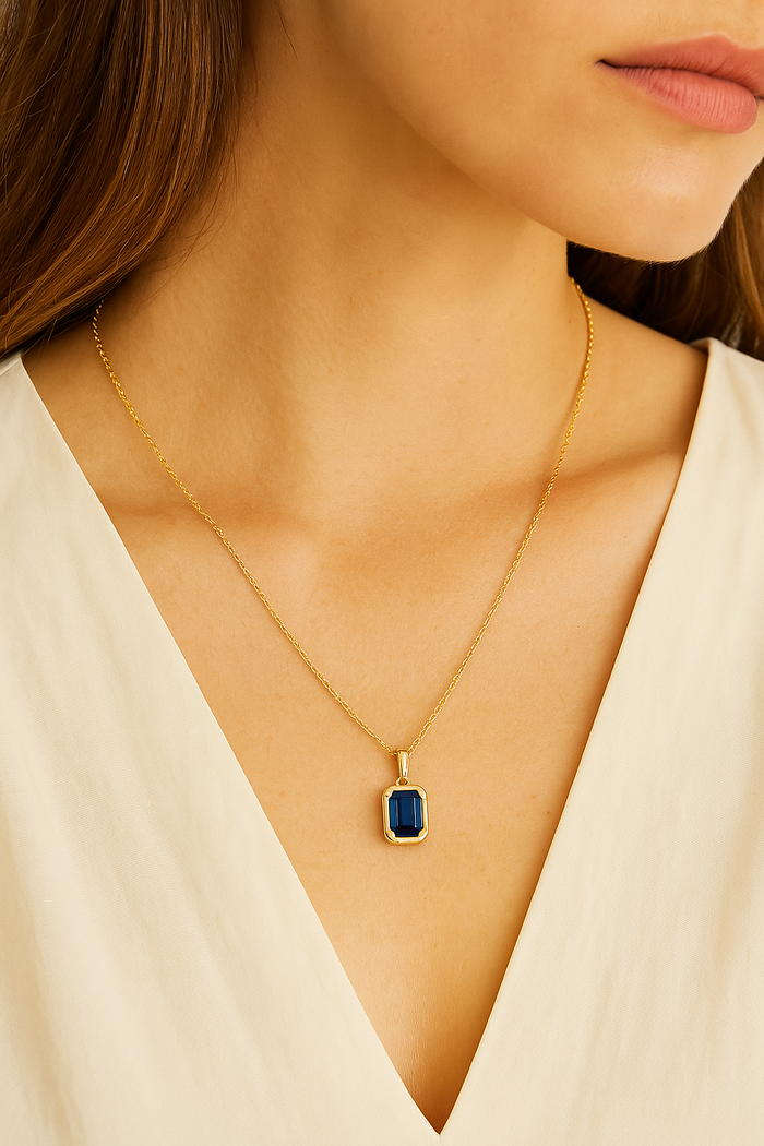 Birthstone Glass Charm Short Necklaces