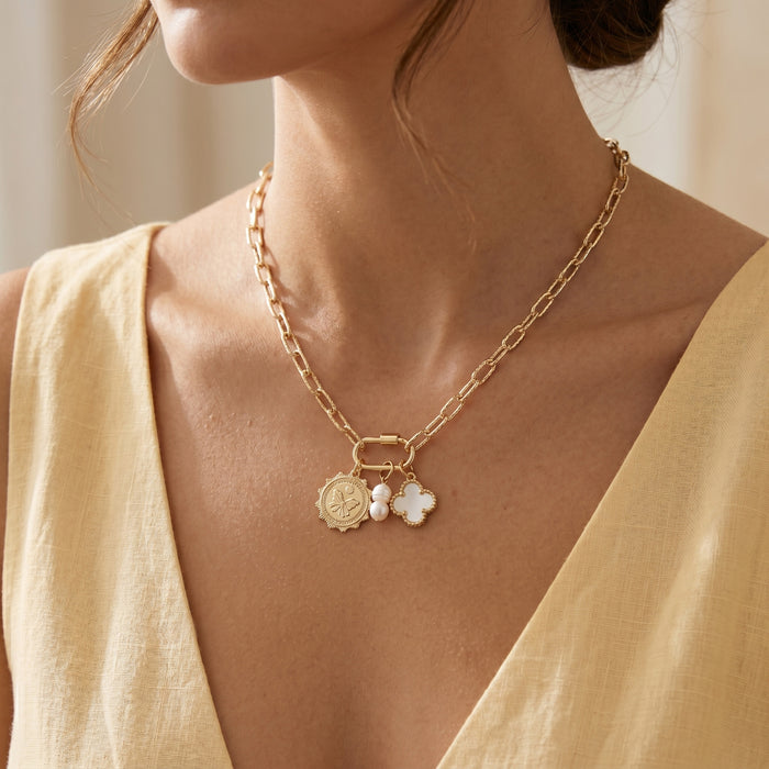 Butterfly Gold Charm Paperclip Chain Necklace