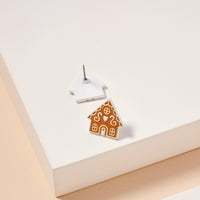 Gingerbread House Christmas Enamel Stud Earrings